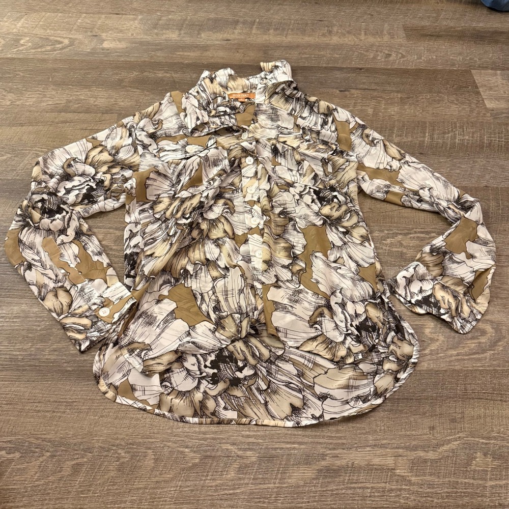 Ellen Tracy Floral Long Sleeve Blouse